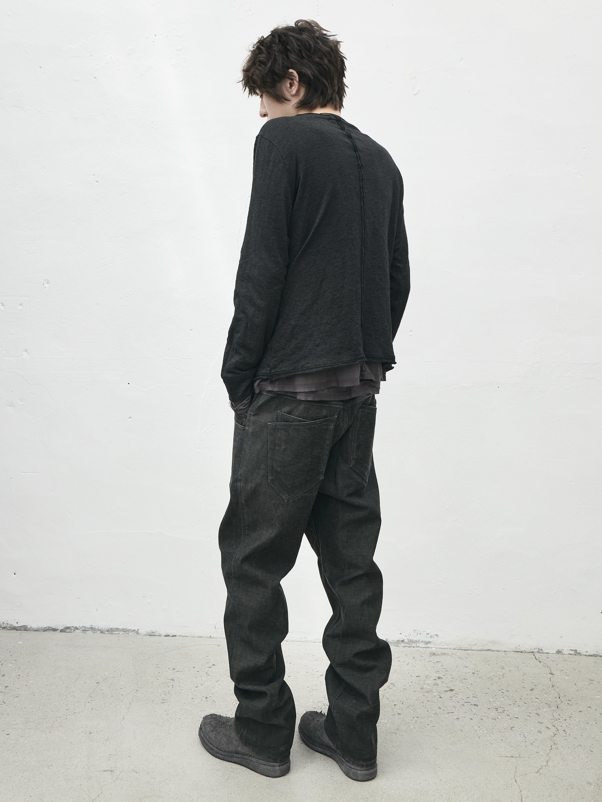 henley longsleeve / black (cobweb)
