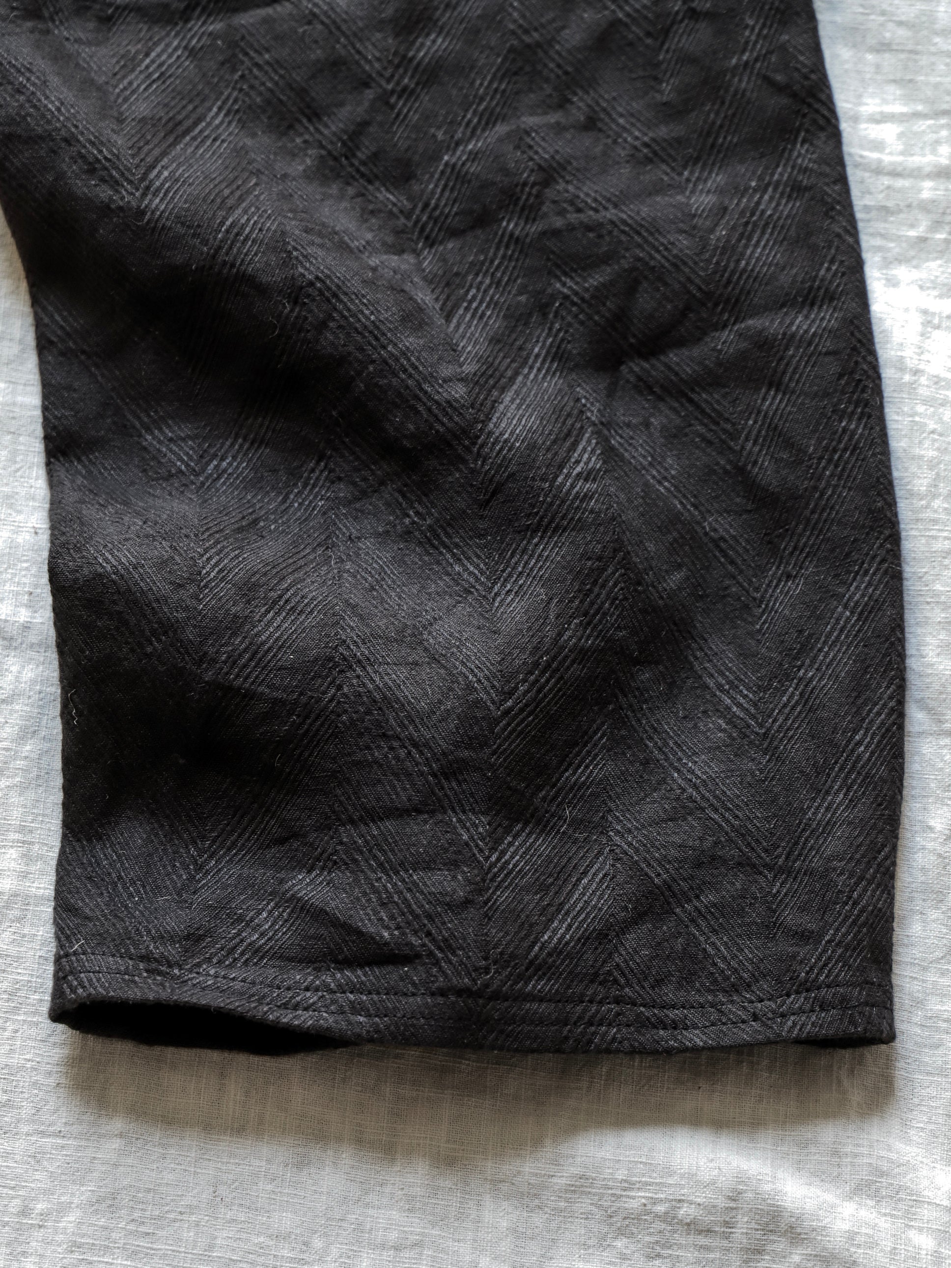 fatigue drawstring pants / black linen