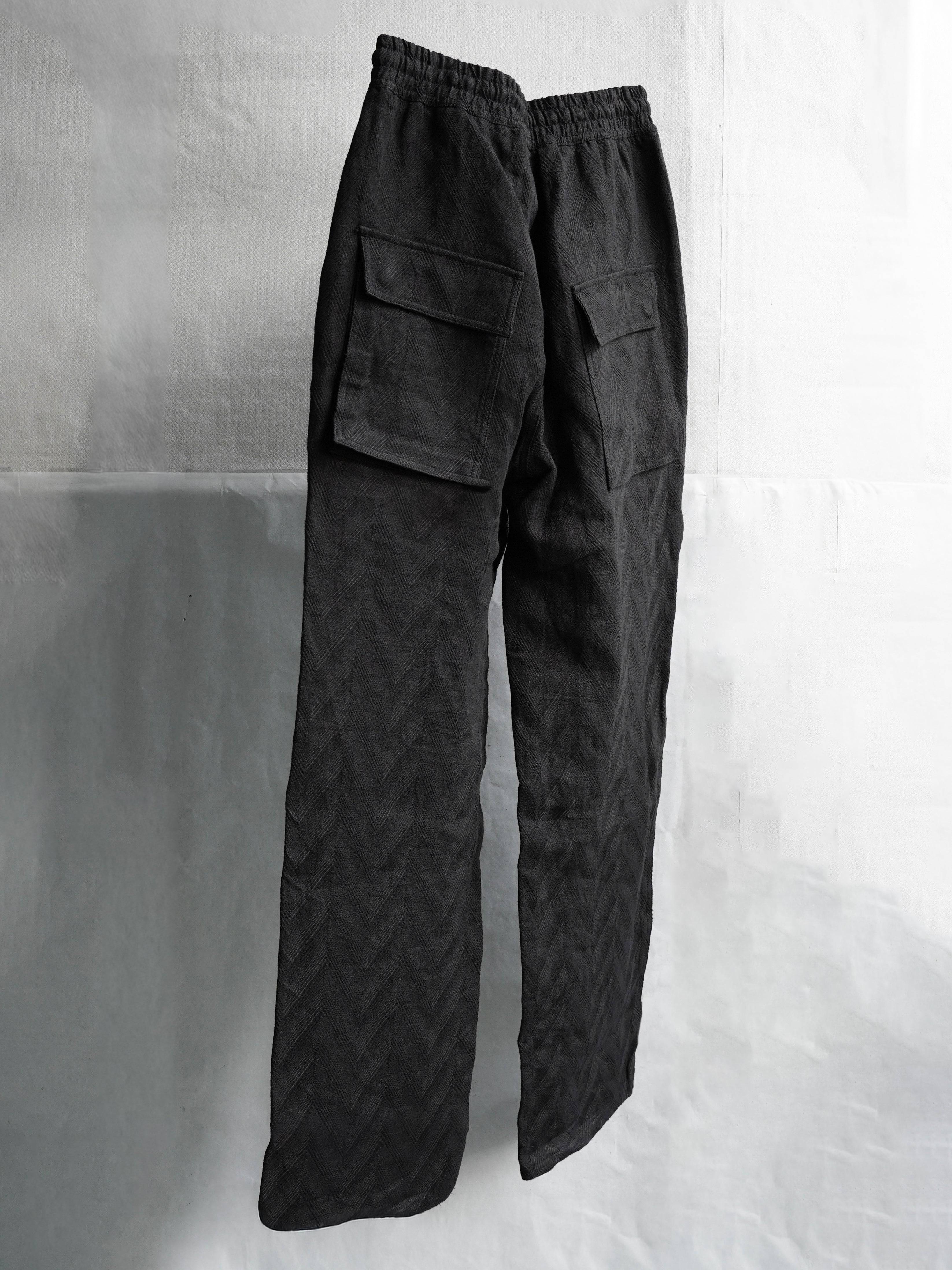 fatigue drawstring pants / black linen