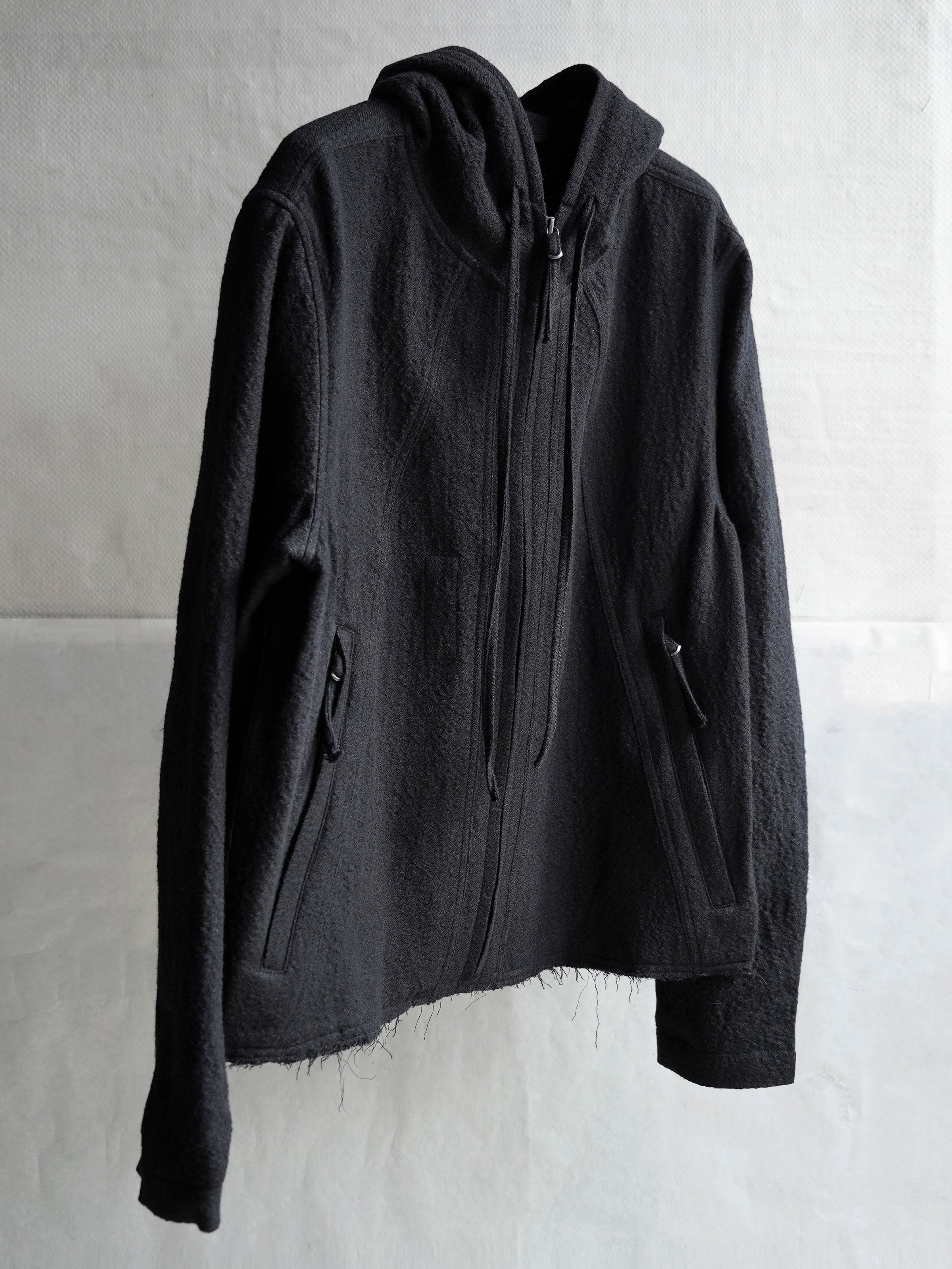 hooded jacket / black (wool)