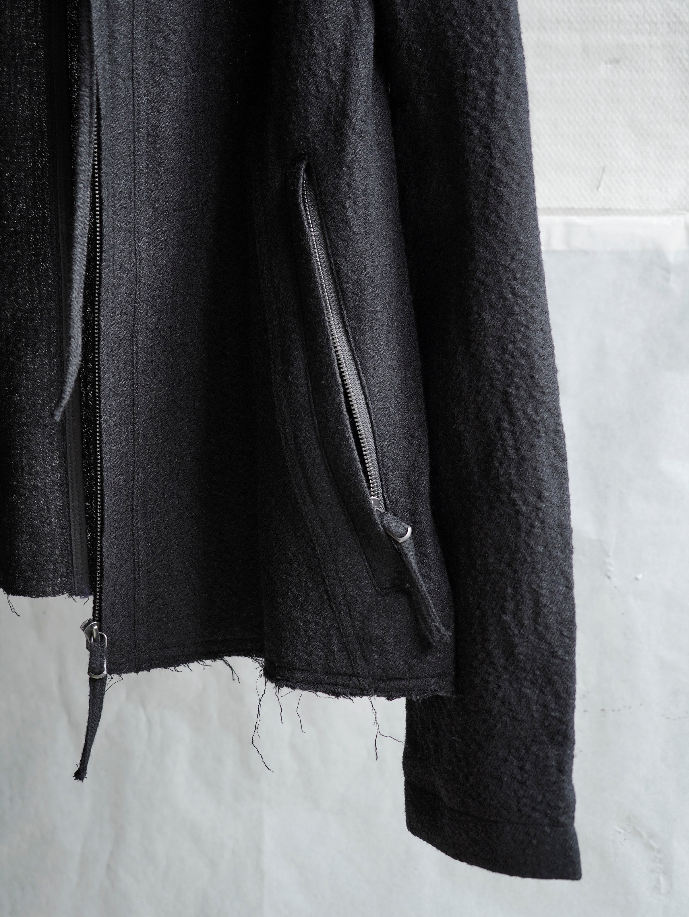 hooded jacket / black (wool)