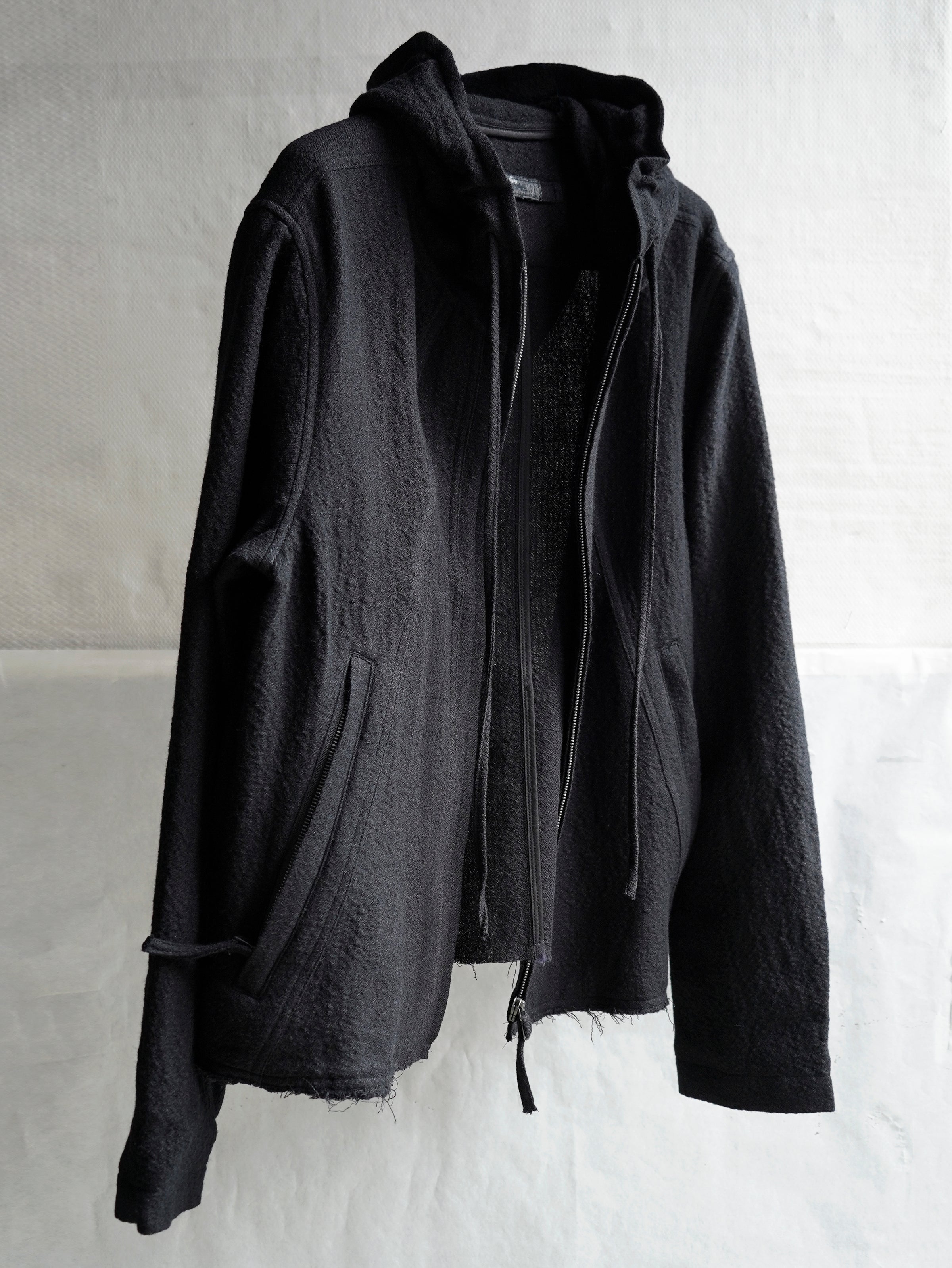 hooded jacket / black (wool)