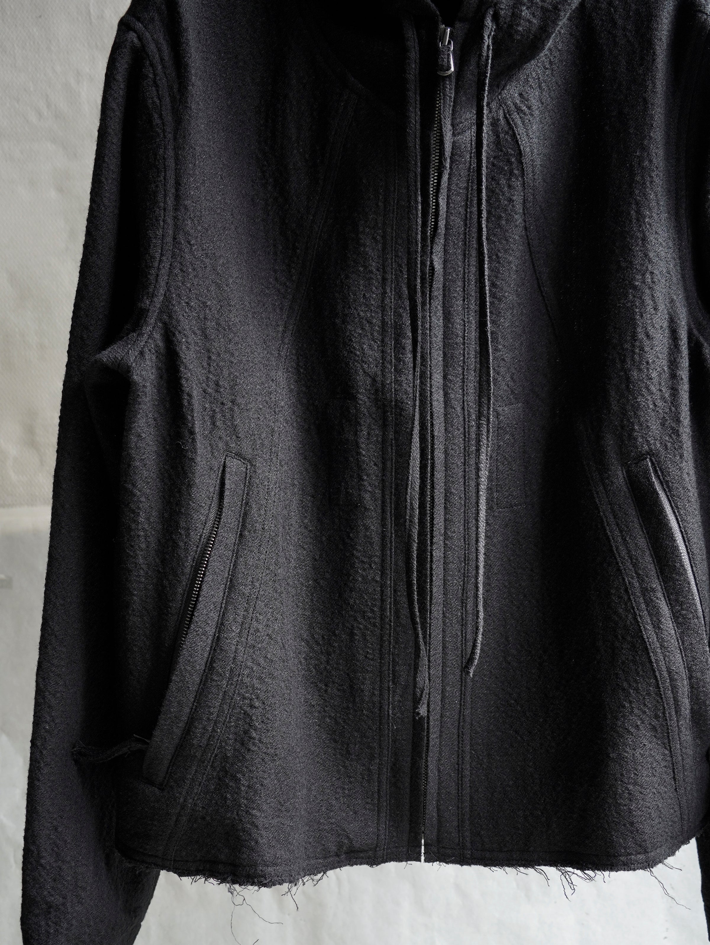 hooded jacket / black (wool)