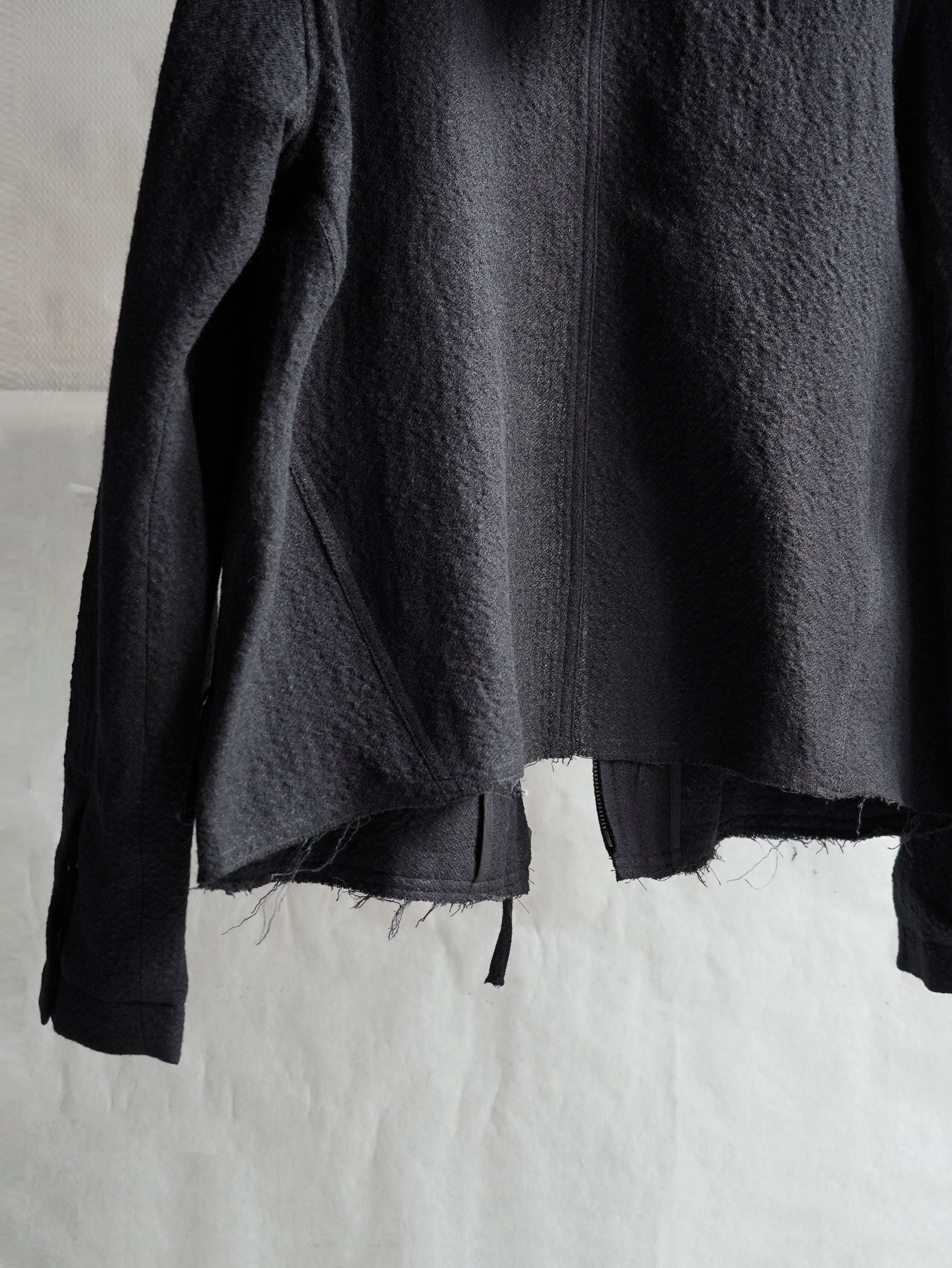 hooded jacket / black (wool)