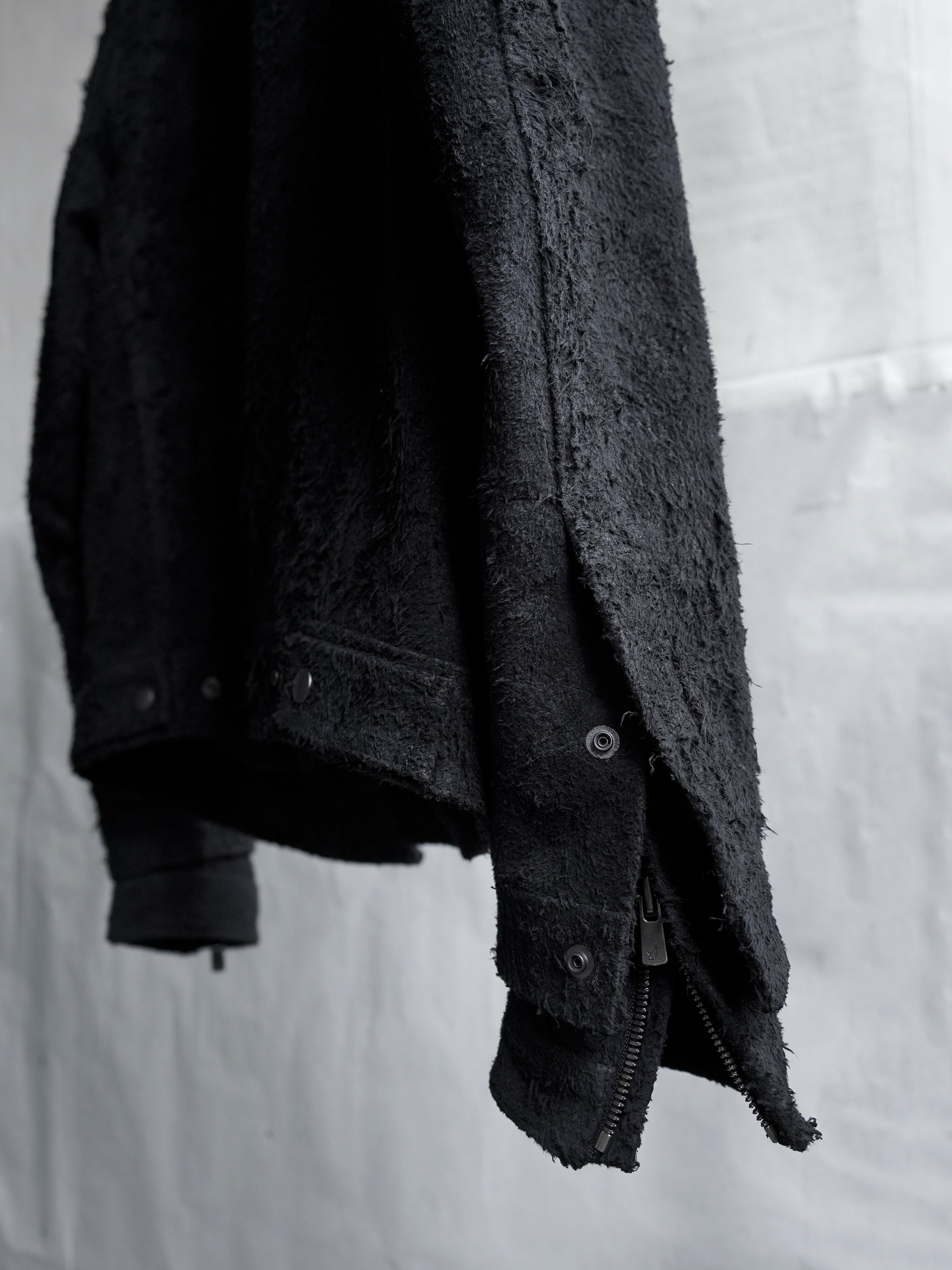 double sleeve leather blouson / black