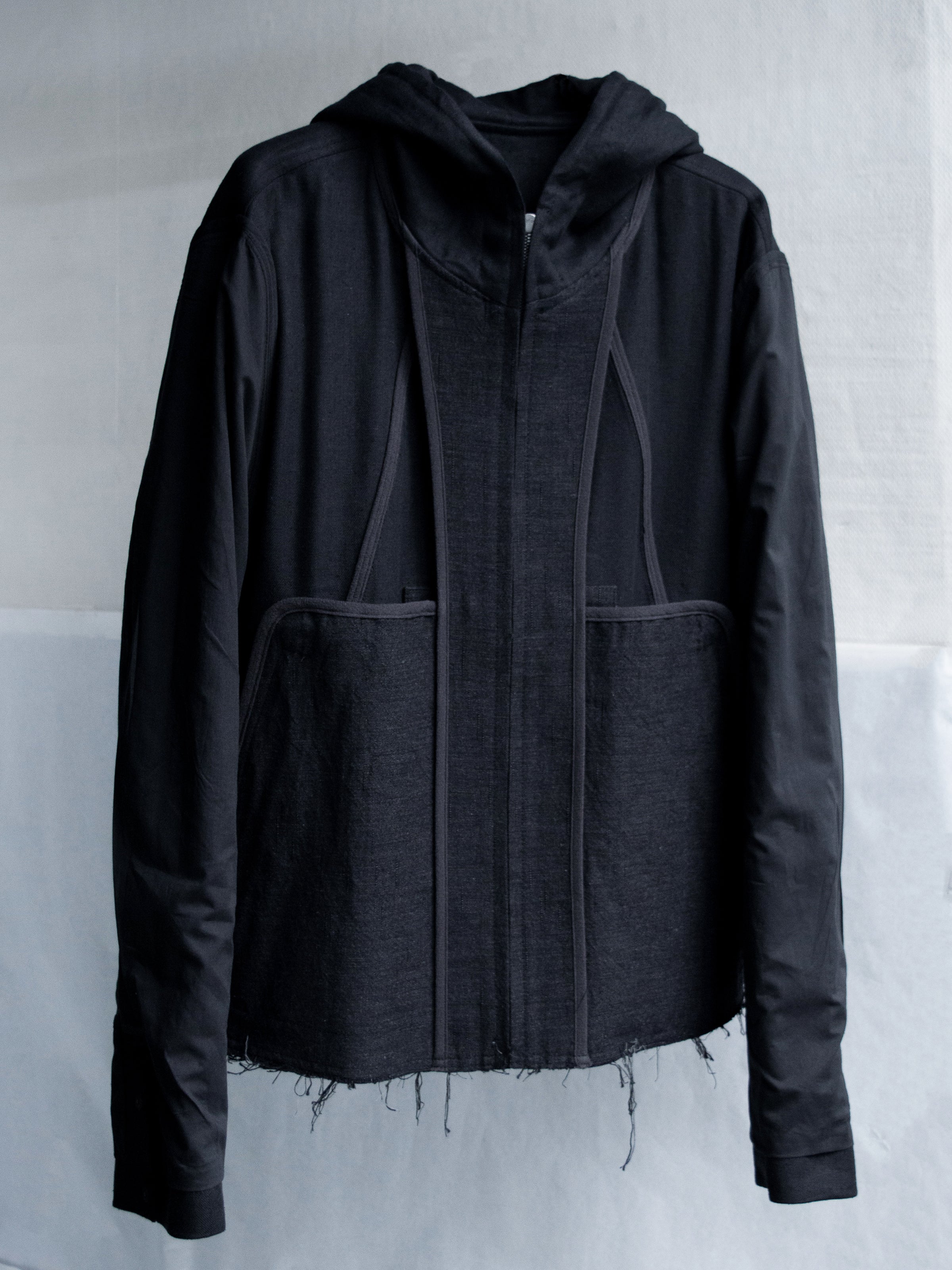 hooded jacket / double black