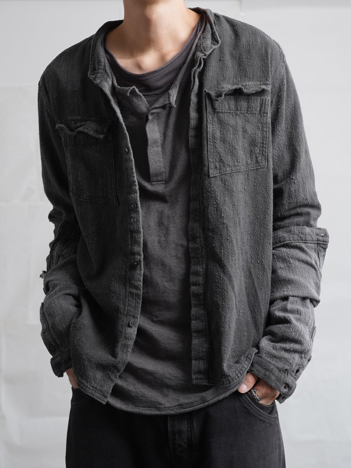 double sleeve field shirt / gallnut ink (slub)