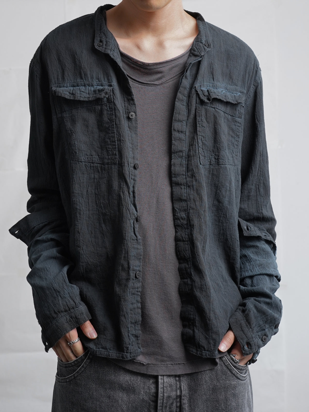 double sleeve field shirt / indigo ink (voile)