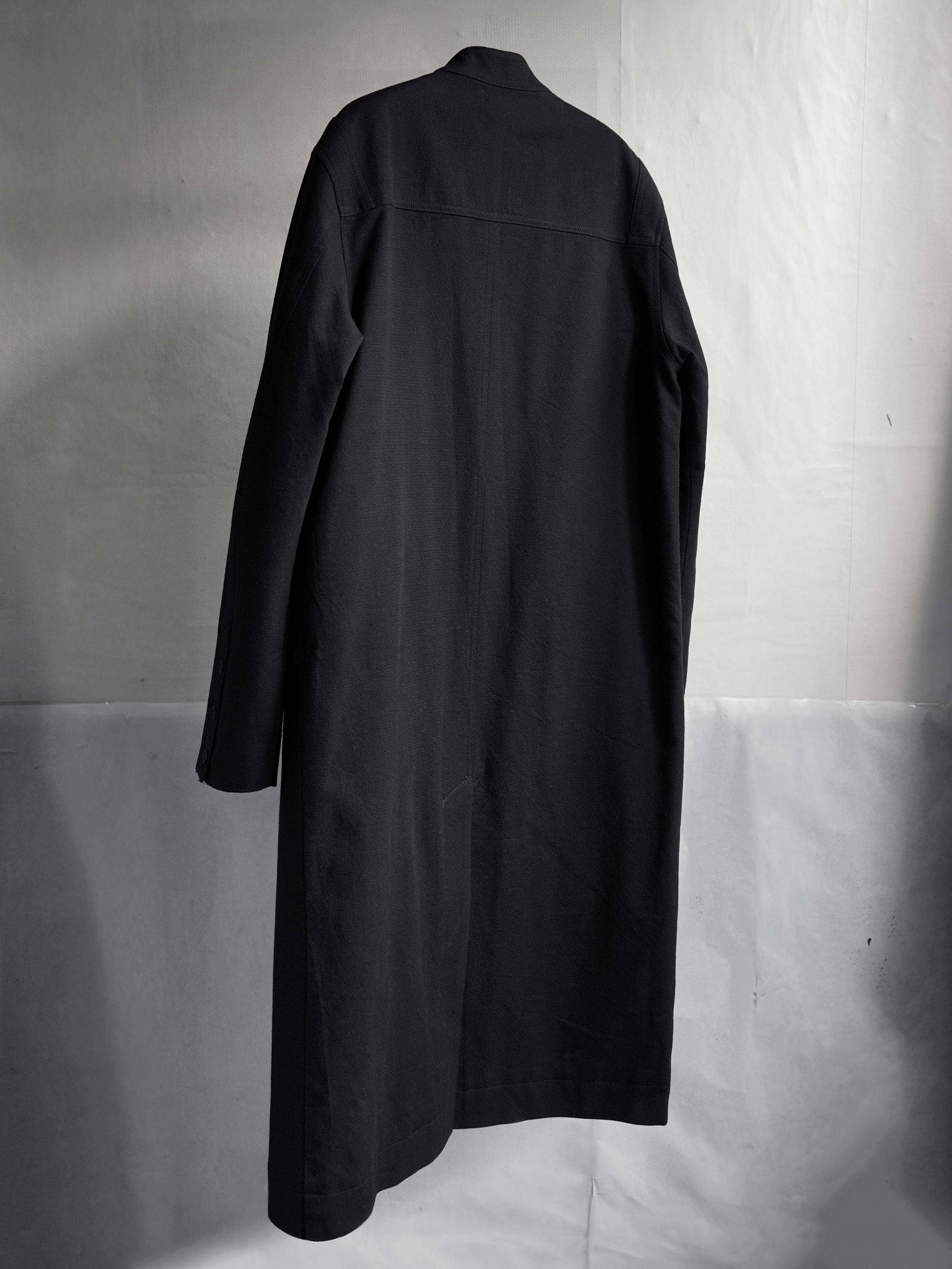 collarless coat / slub black