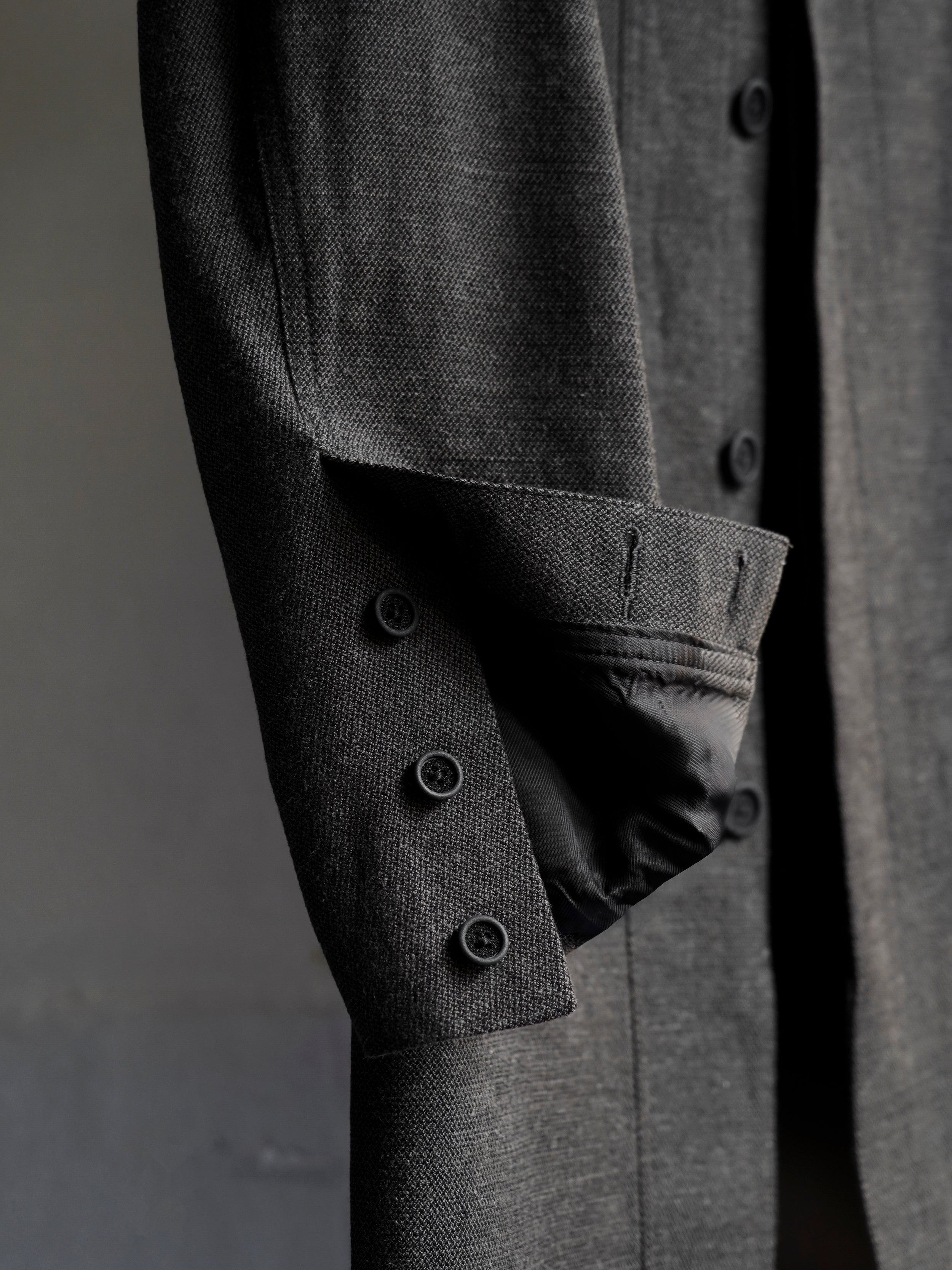 collarless coat / slub grey