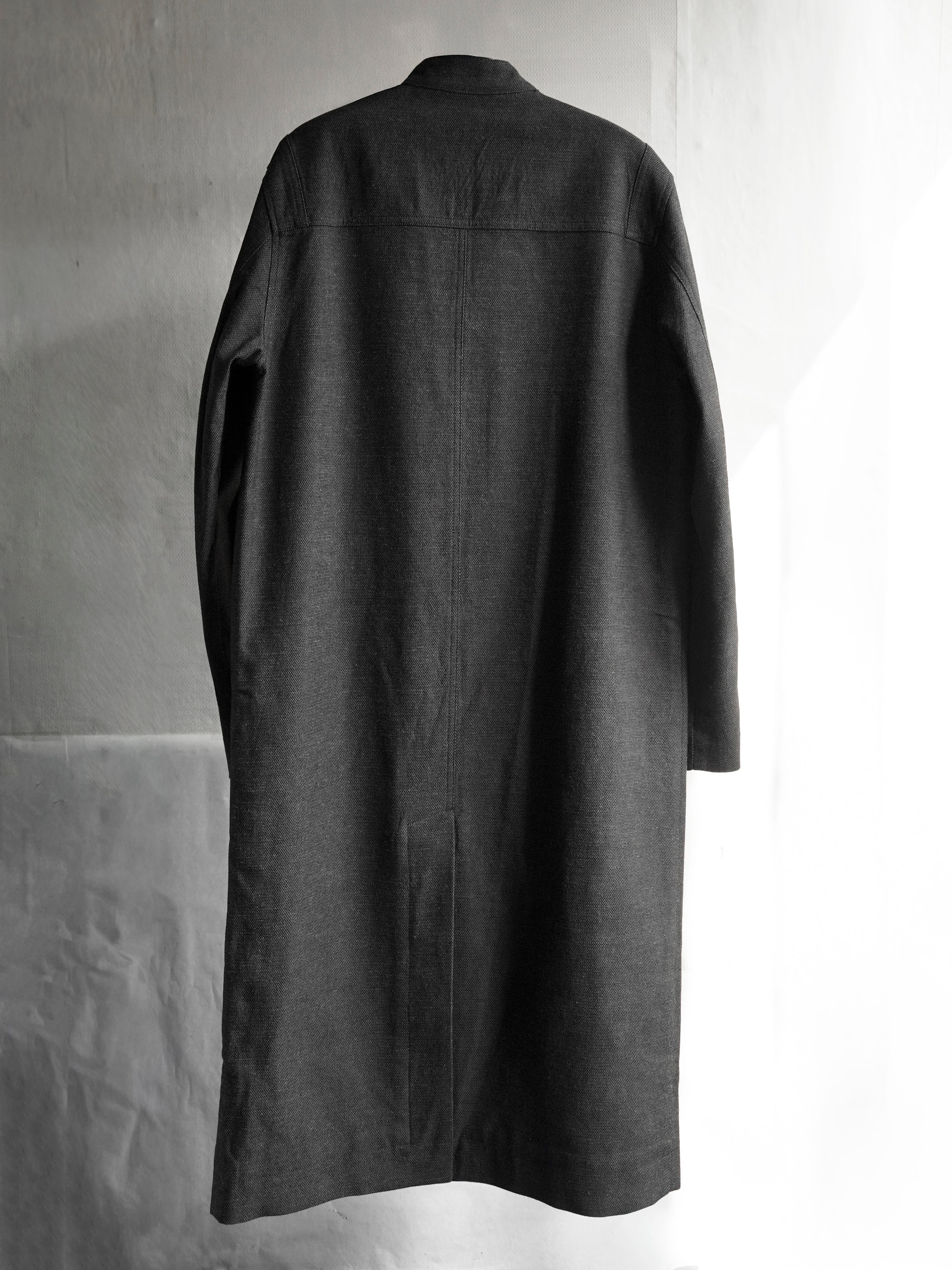 collarless coat / slub grey