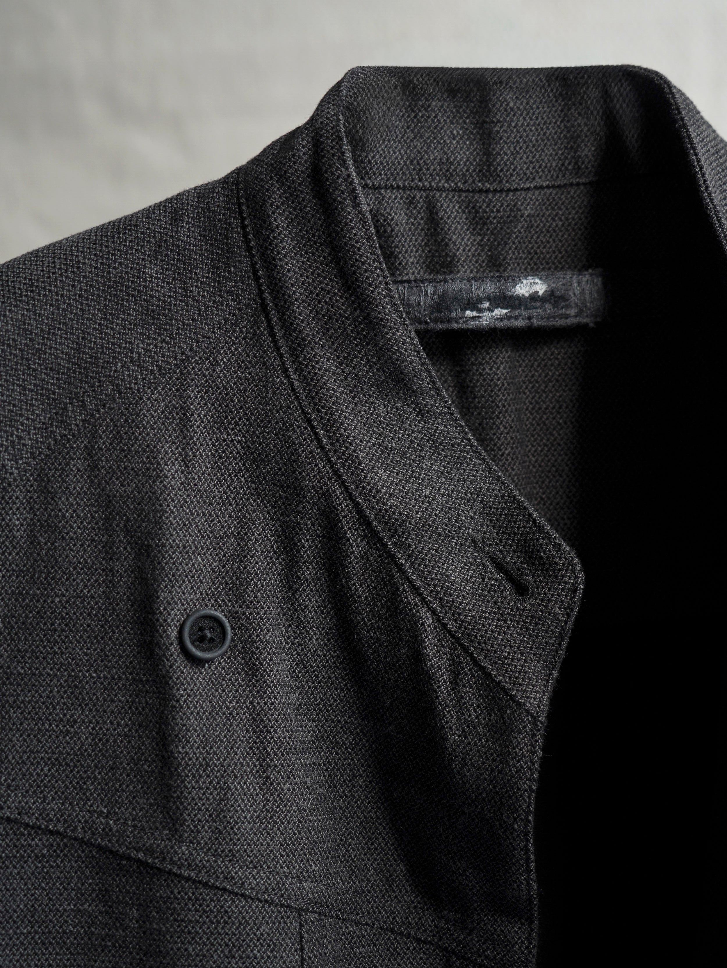 collarless coat / slub grey