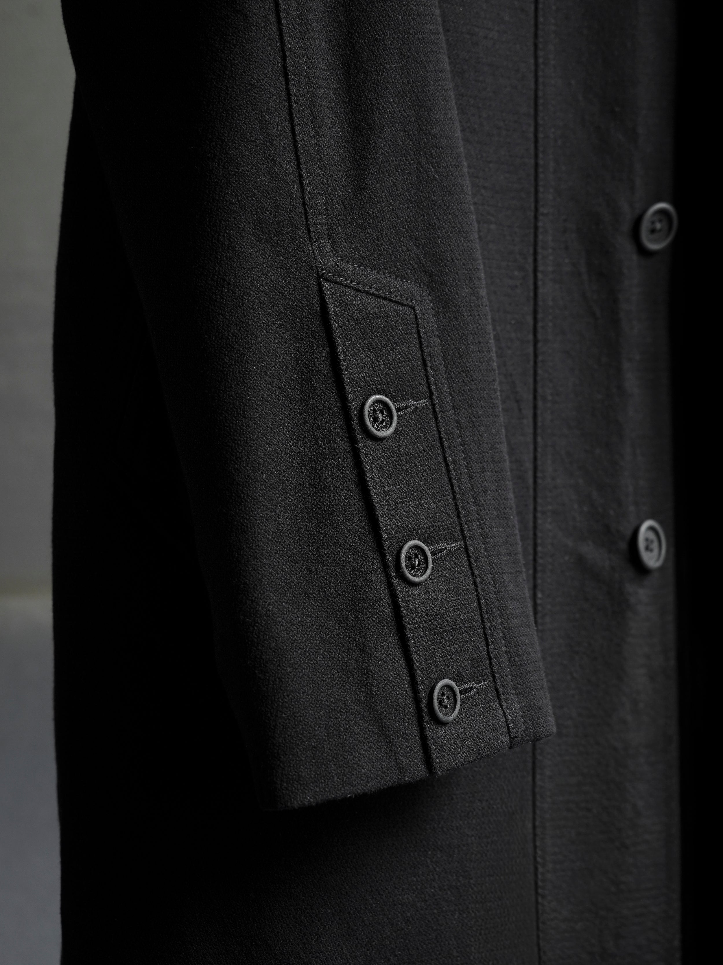 collarless coat / slub black