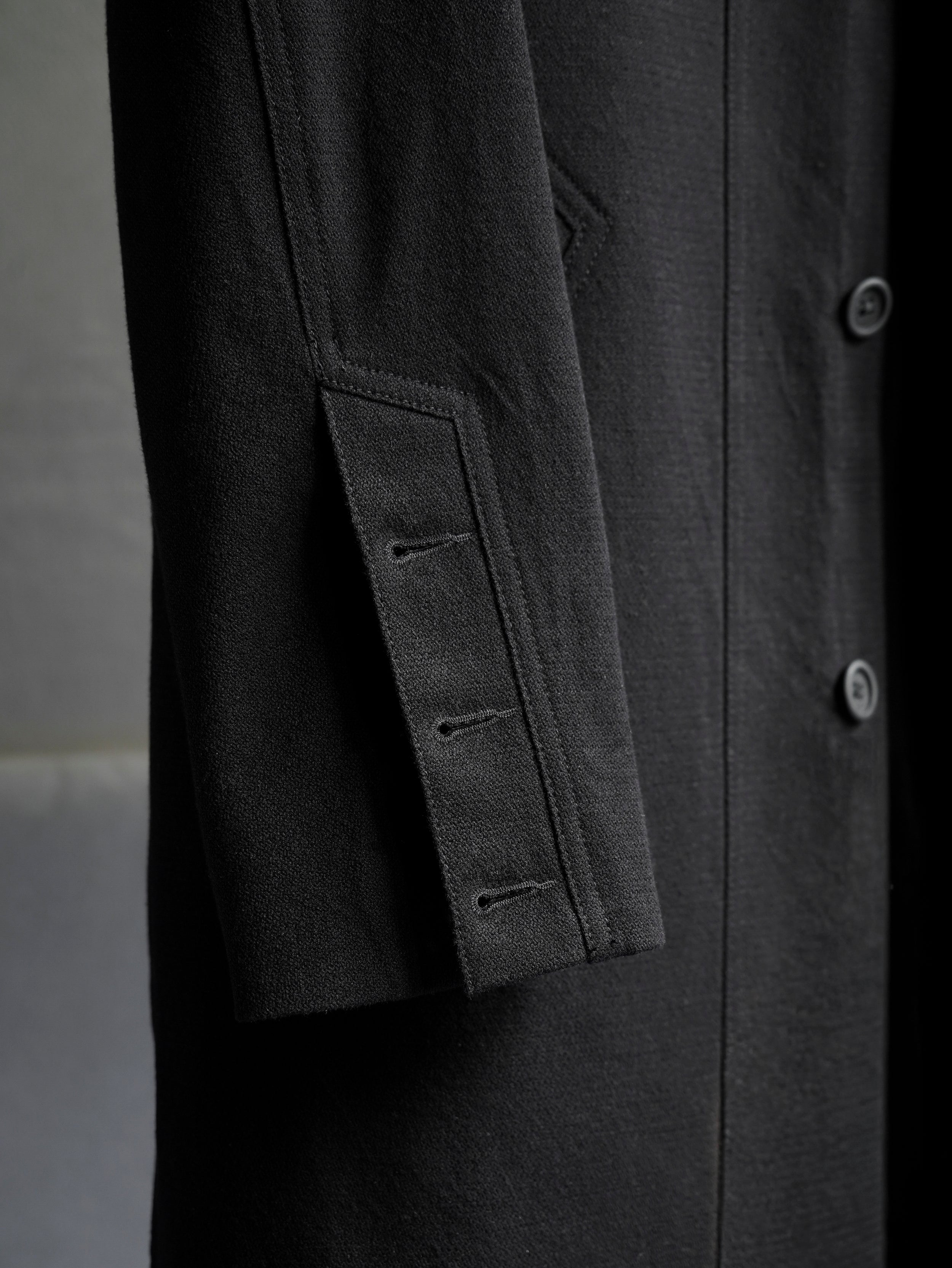 collarless coat / slub black