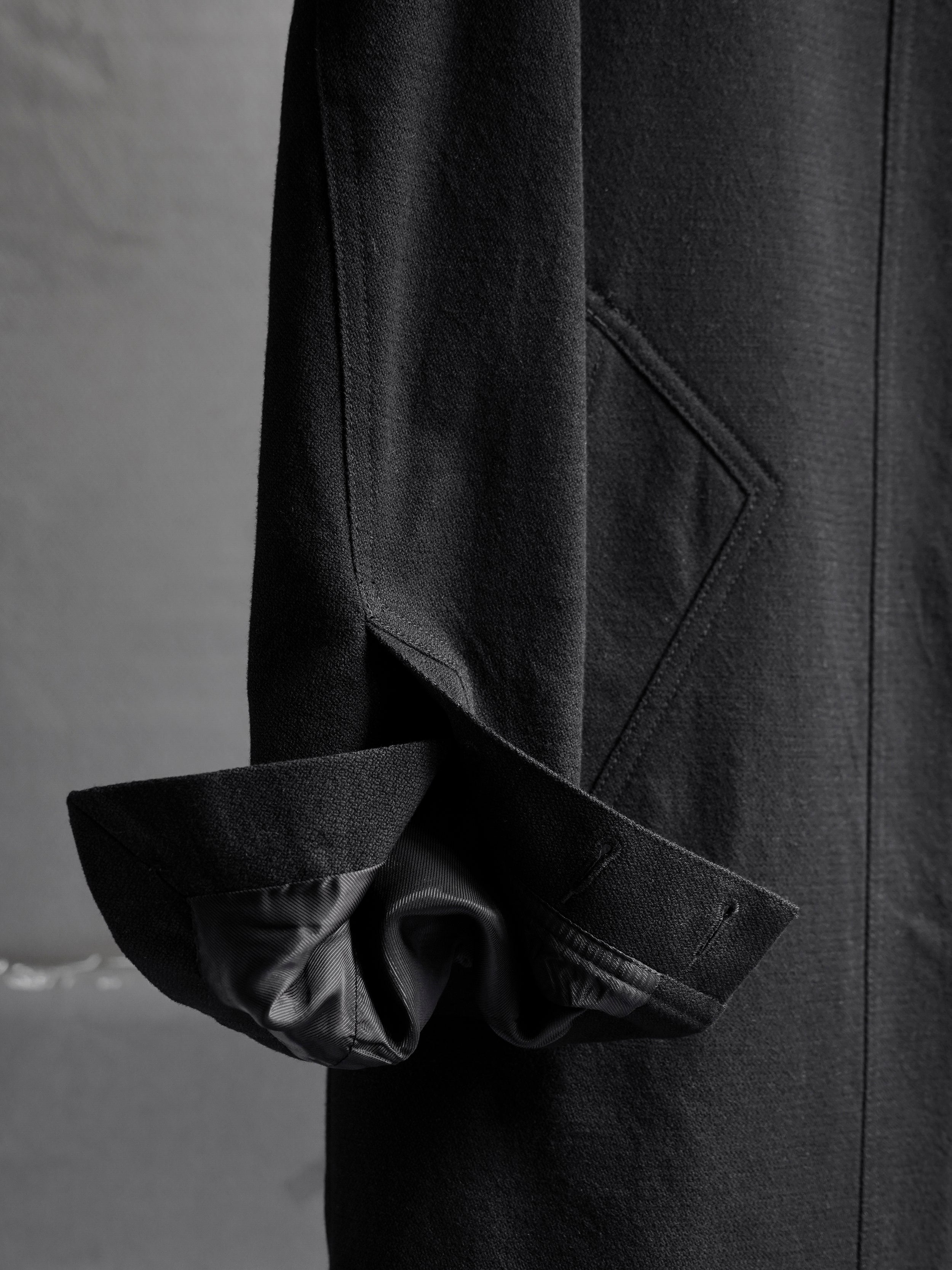 collarless coat / slub black