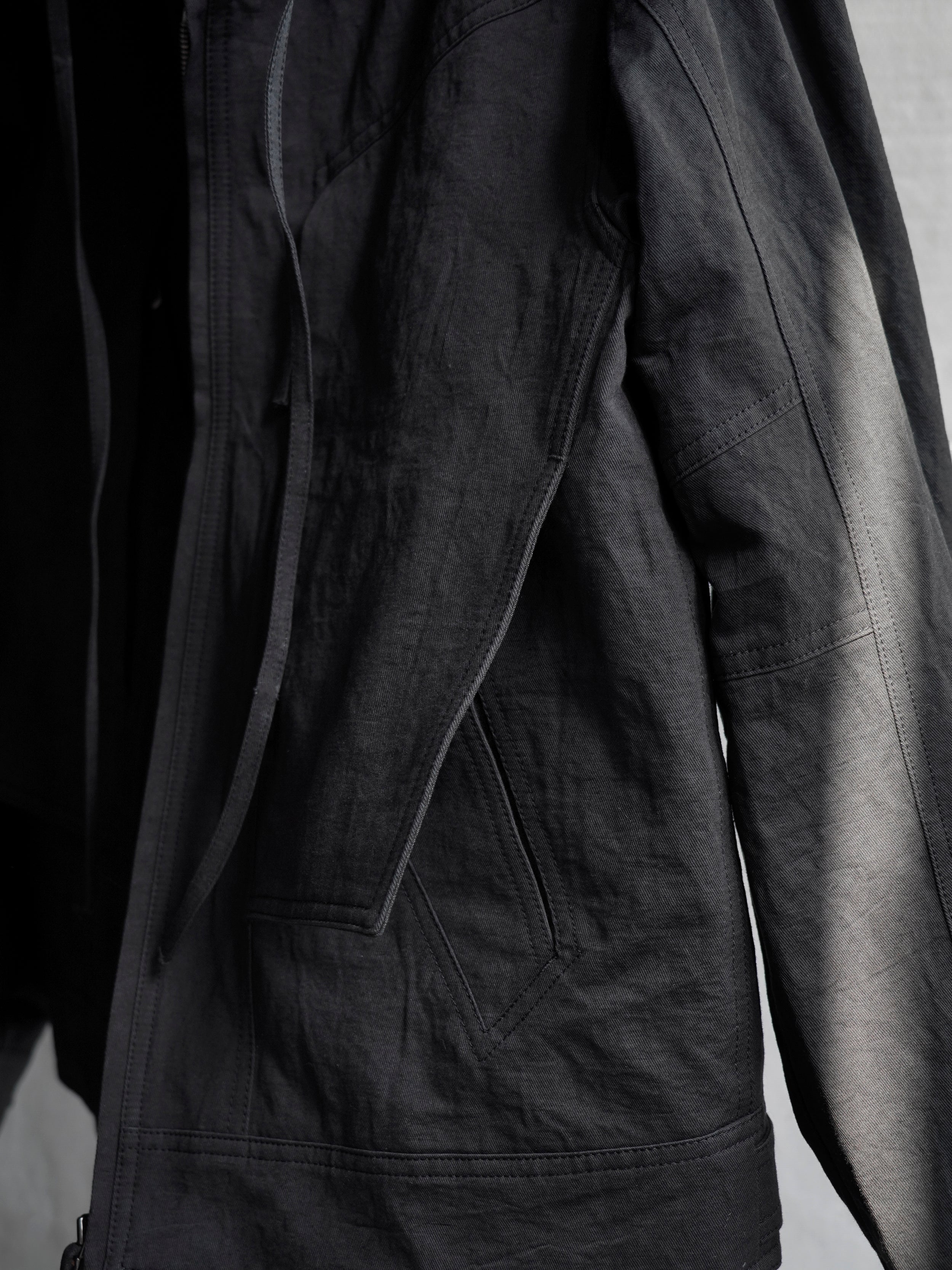 double front hood parka / black