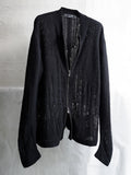 distressed zip knit / black