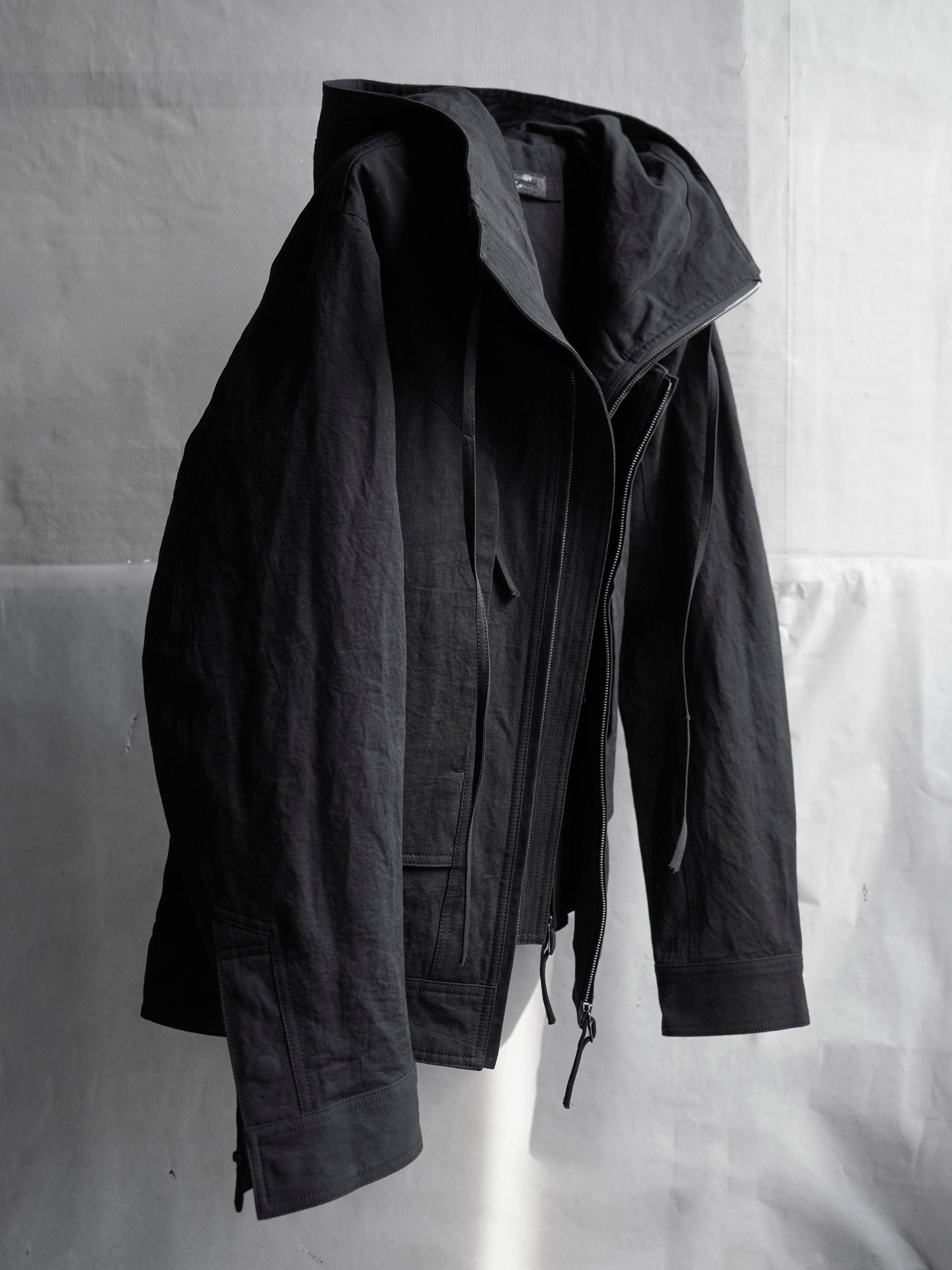 double front hood parka / black