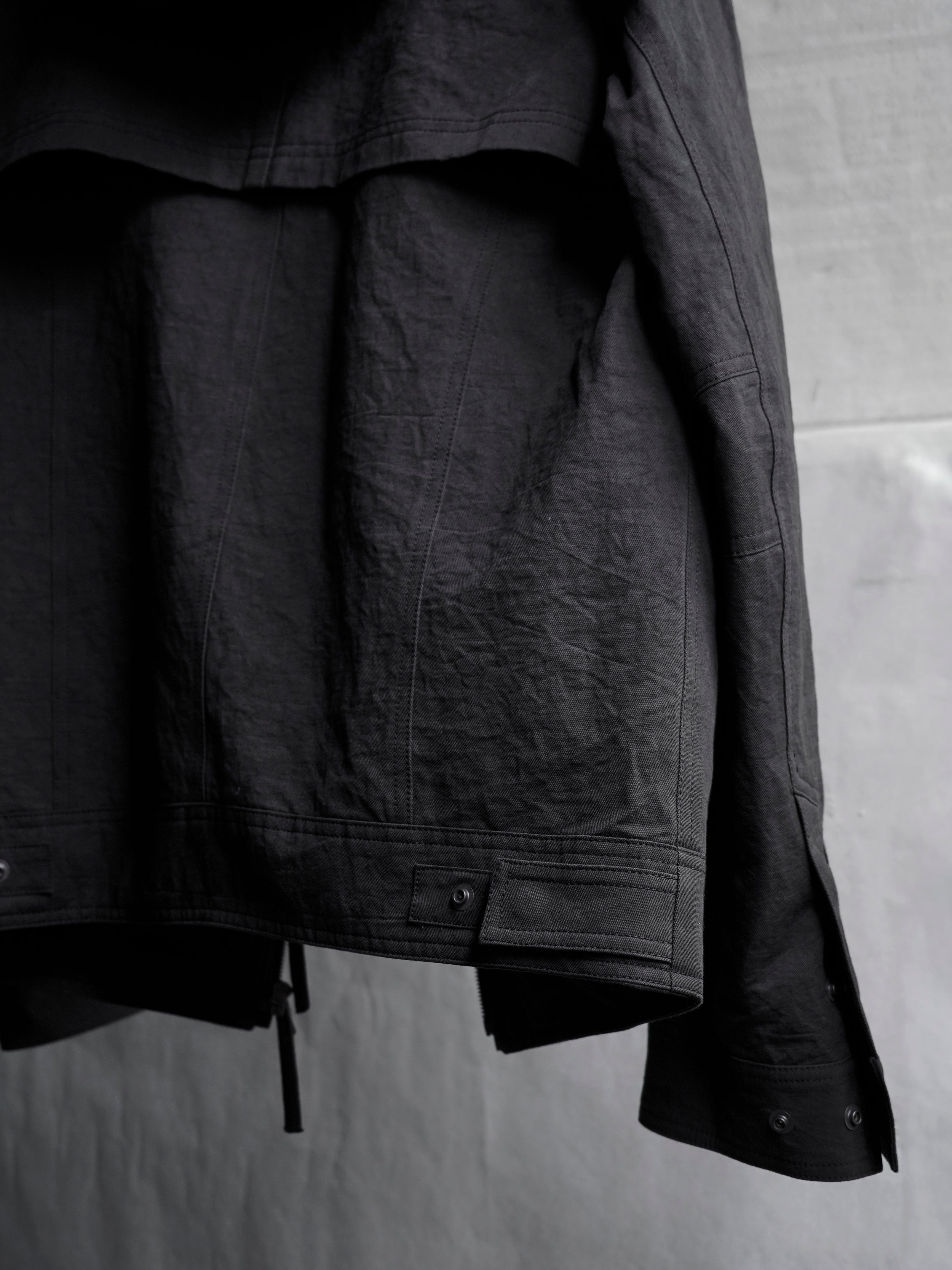 double front hood parka / black