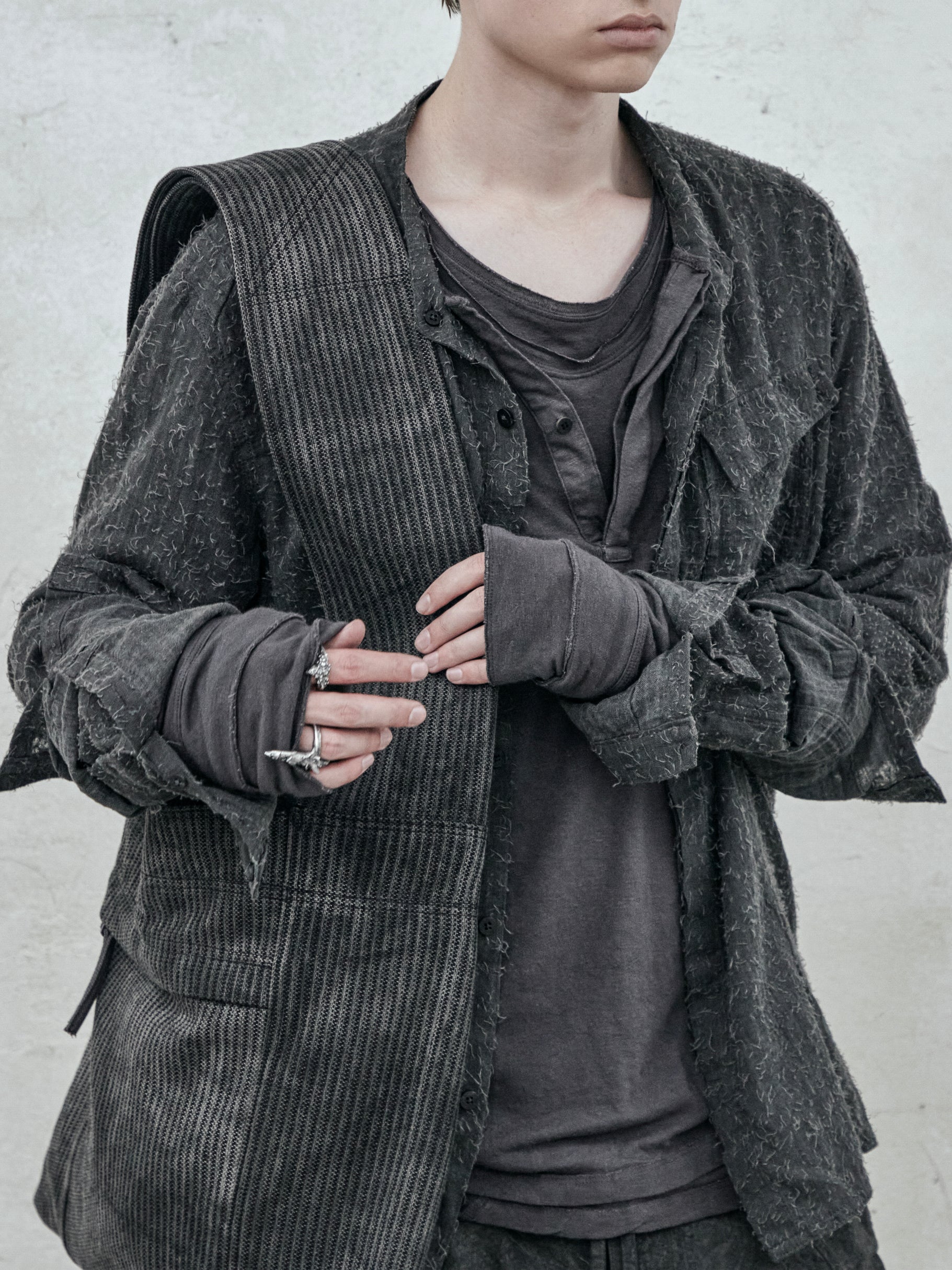 トップス ENDO double sleeve field shirt / endo grey – blackmerle