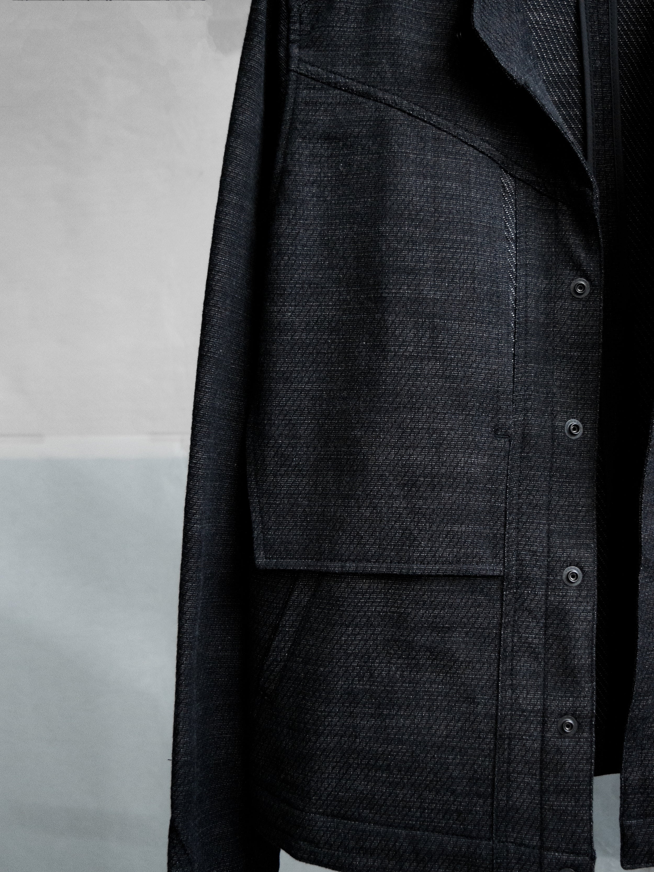 collarless jacket / carbon