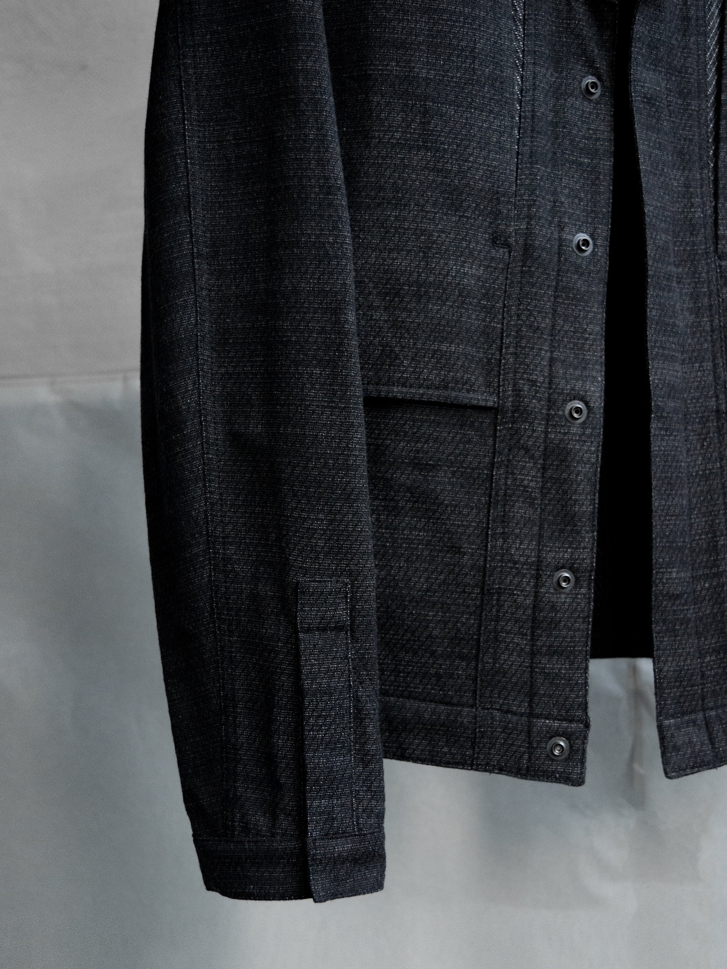 collarless jacket / carbon