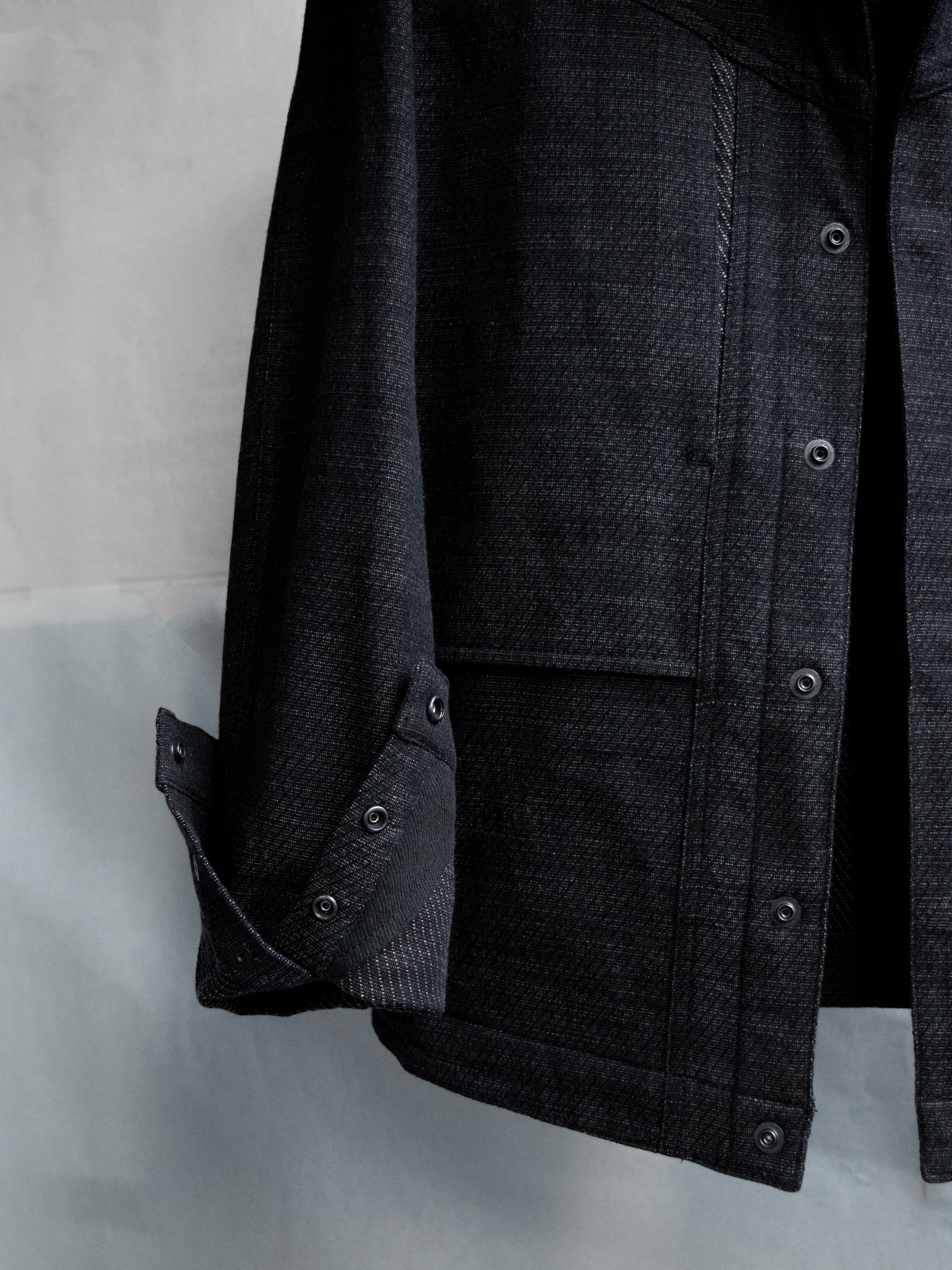 collarless jacket / carbon