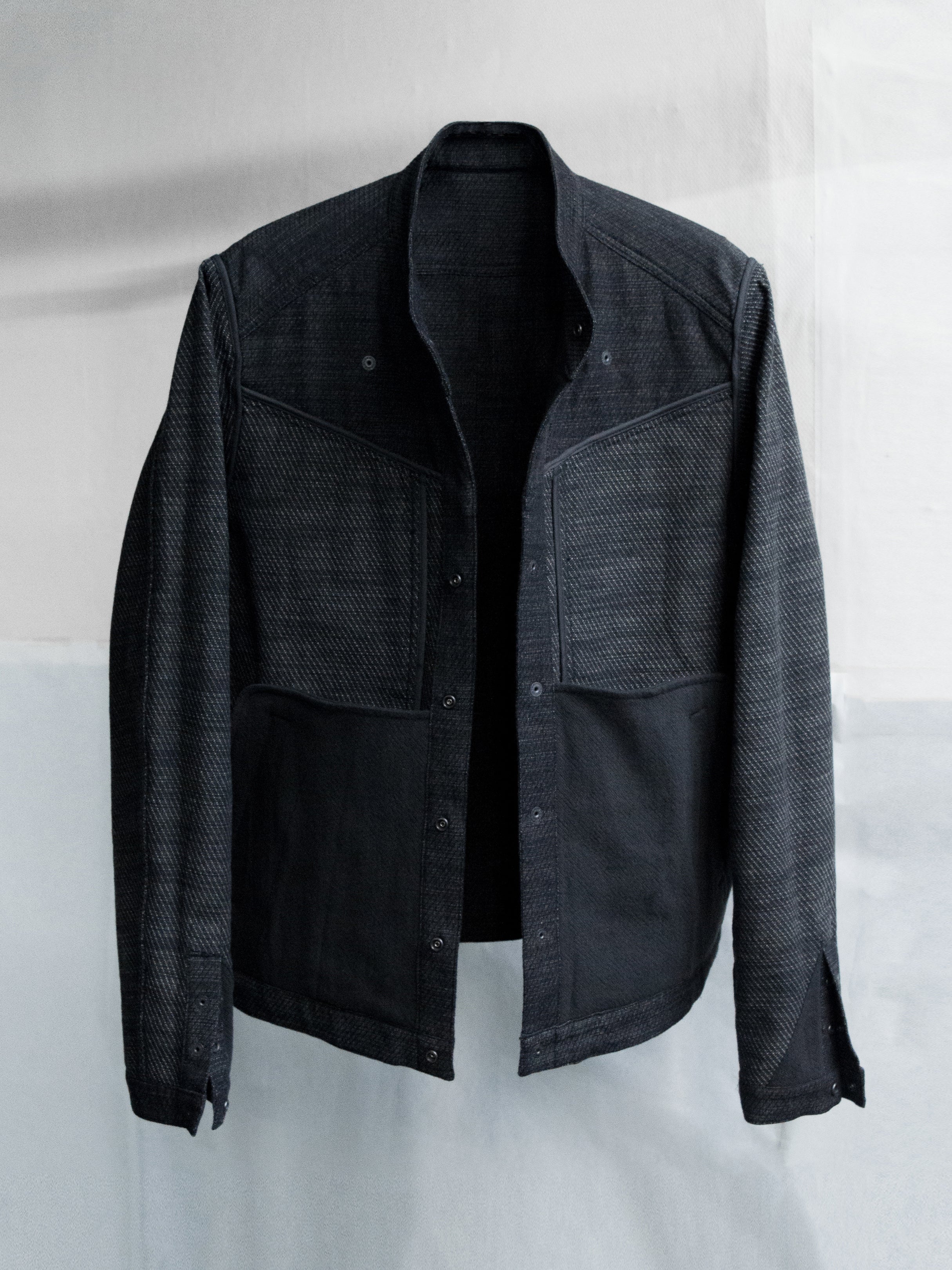 collarless jacket / carbon – blackmerle